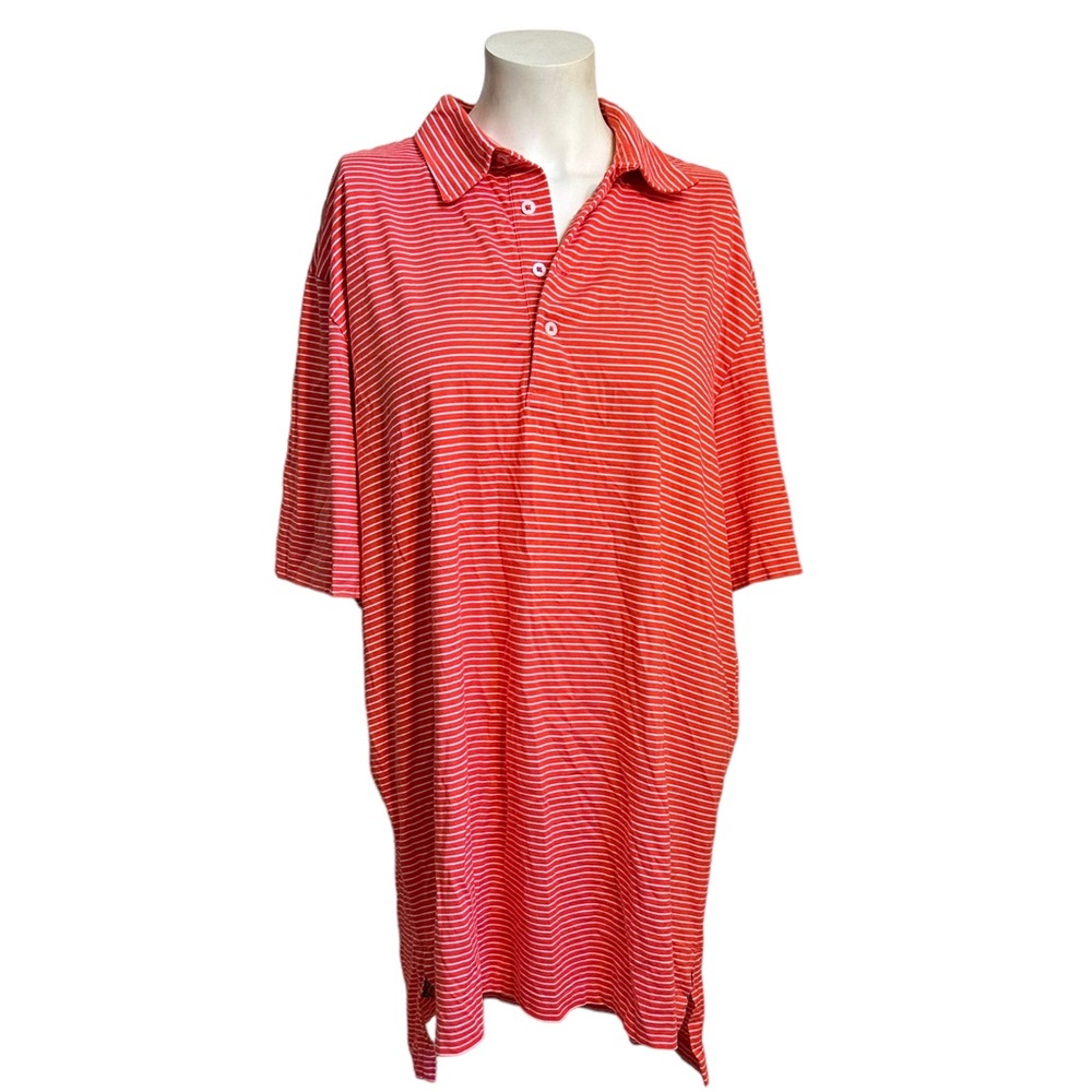 Red and White Striped Polo Shirt, Size XL